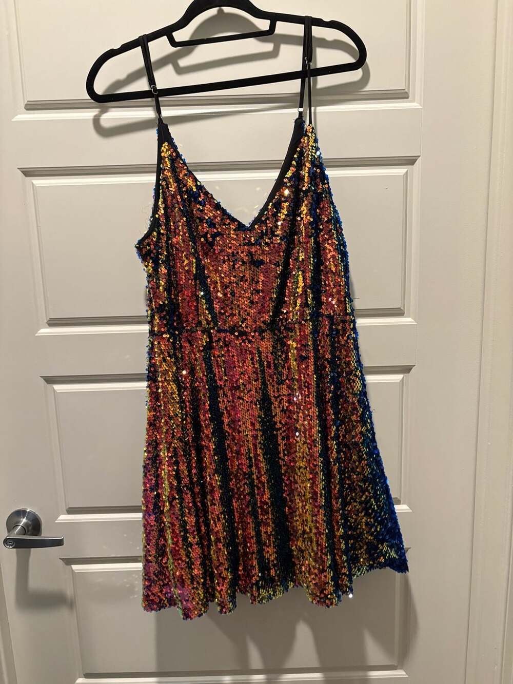 Fashion nova Sequin Party Dress Multicolor V-Neck Spaghetti Strap